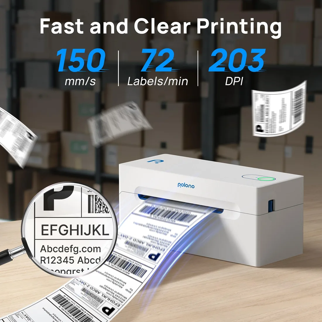 PL70E Bluetooth Shipping Label Printer: Bluetooth and USB connectivity