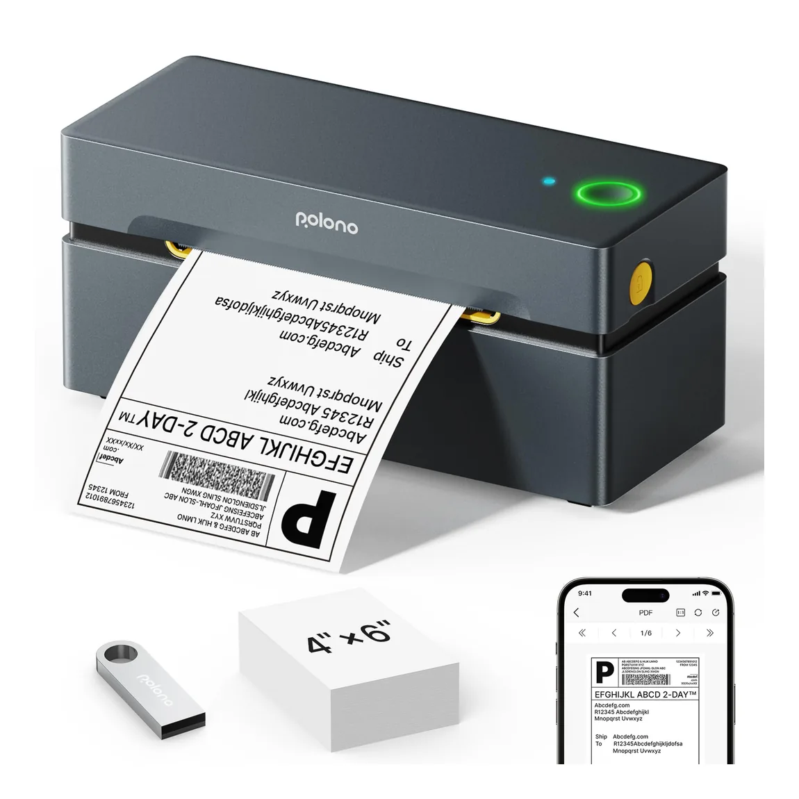 PL80E Bluetooth Shipping Label Printer by Polono
