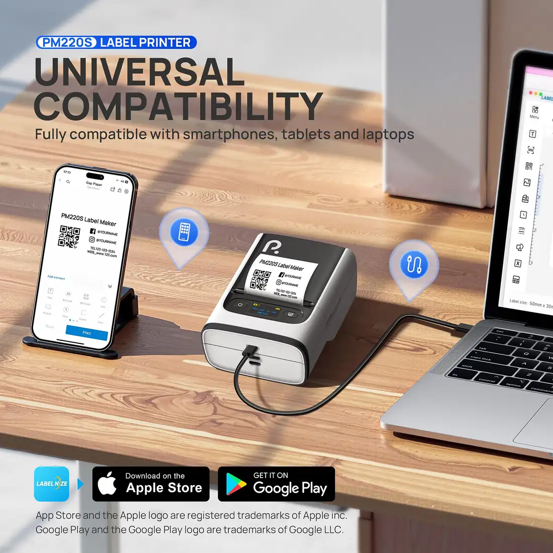 PM220S Bluetooth Label Maker: Inkless thermal output