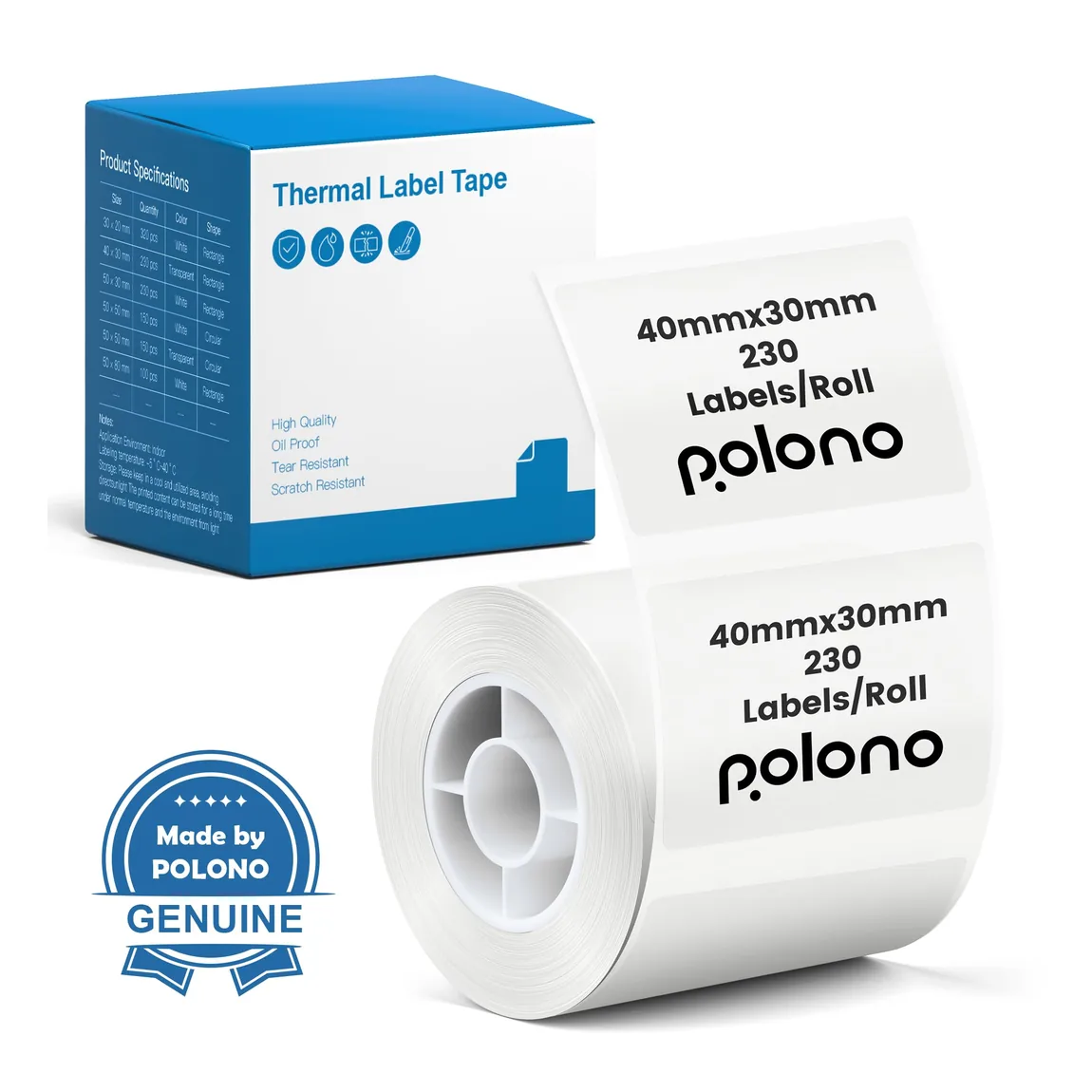 PM220S Thermal Label Rolls: Clear and white material options